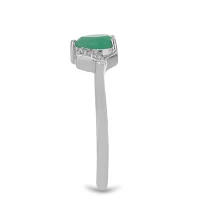 BUY NATURAL EMERALD WITH WHITE ZIRCON GEMSTONE CLASSIC RING IN 925 SILVER